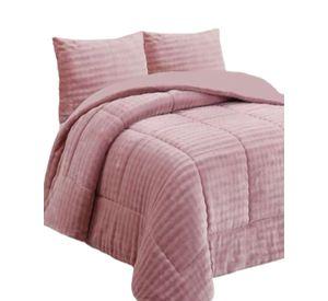 CUBRECAMA CON CHIPORRO CON RELIEVE 2P ROSA