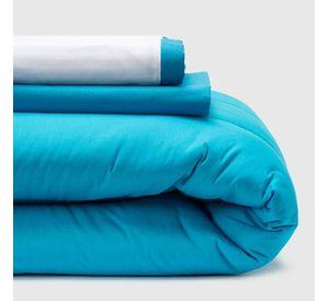 COMBO 16 PLUMON BICOLOR CELESTE AZUL 1.5 PLAZAS