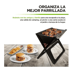 Hikeo Parrillera plegable de carbón portátil para asados color negro