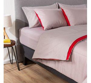 COMBO 38 PLUMON BICOLOR ROJO GRIS 2 PLAZAS