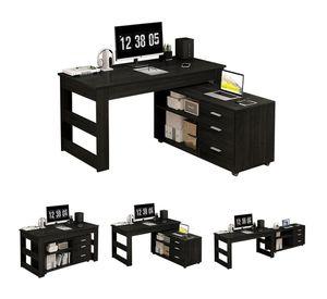 Escritorio Multifuncional Con Archivero Transformable 140cm Negro