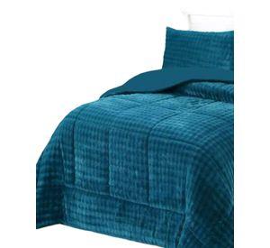 CUBRECAMA CON CHIPORRO CON RELIEVE 2P TURQUESA