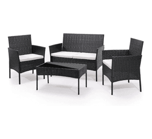 juego terraza woven living  de rattan negro