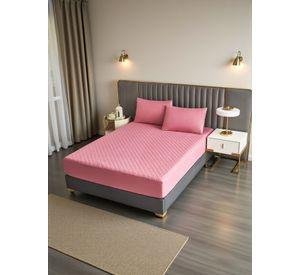 Cubrecolchón impermeable 2p + 02 fundas de almohada Rosado