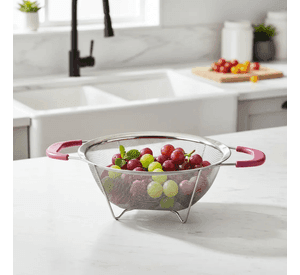 Colador De Acero Inoxidable Con Asas Rosas 26cm Cocina