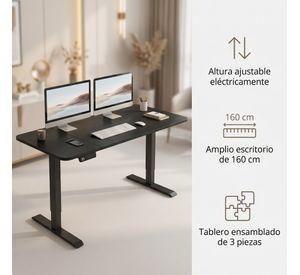 Escritorio Altura Ajustable Eléctrico 160x60cm Profesional Negro