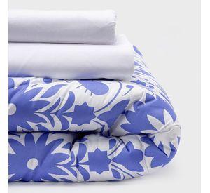 COMBO 42 PLUMON MEXICO REVERSIBLE AZUL 2 PLAZAS