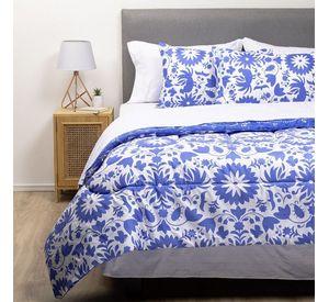 COMBO 42 PLUMON MEXICO REVERSIBLE AZUL 2 PLAZAS
