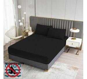 cubre colchón NEGRO 2 plaza protector impermeable 2 funda de almohada