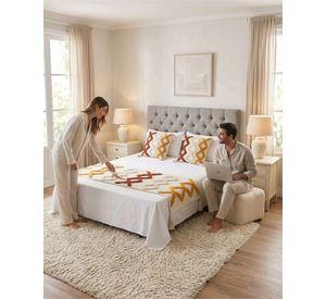 Piecera De Cama Boho Con Dos Fundas Cojin Bordado PF7