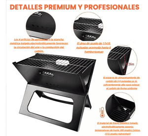 Barbacoa Portátil Plegable - Doble Capa, Segura Para Jardín
