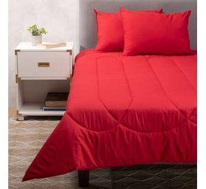 Plumon Rojo Gris 2 Pl + Pack 2 Almohadas Rojo Arthome