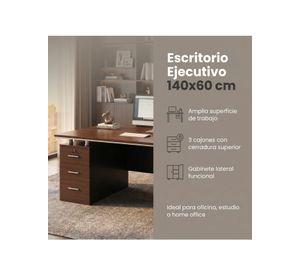Escritorio Moderno Con Cajoneras 140x60x77cm Para Oficina Marrón
