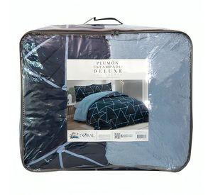 Plumón Estampado Deluxe Sherpa 2 Plazas / Triángulos Azules – Doral