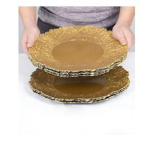 Set 3 Plato Base Redondo Dorado Brillante Decorativo Jhn