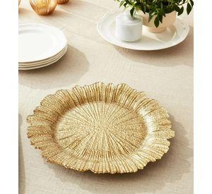 Set 3 Plato Redondo Dorado Arrecife Mesa Decorativo Jhn