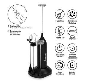 Mini Espumador Batidor Negro Portátil USB Fissman