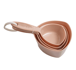 SET 4 TAZAS MEDIDORAS ROSADAS