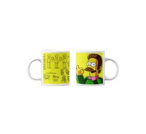 Tazones tazas blancas Ned Flanders Los Simpson