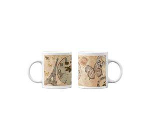 Tazones tazas blancas Carta a Paris Vintage