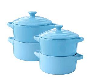 Mini Cacerola Olla De Cerámica Cocotte Pocillo Horno 300ml X4