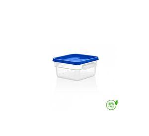 RECIPIENTE CUADRADO POLIPROPILENO 1.9 LTS CON TAPA AZUL