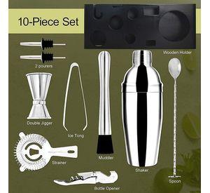 Juego De Coctelera Inoxidable Profesional Para Bar 10 Piezas