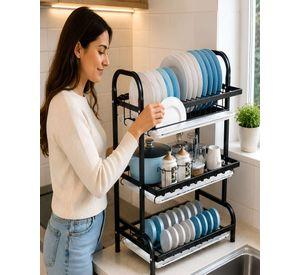 Escurridor de Platos de 3 Niveles Multifuncional para Cocina