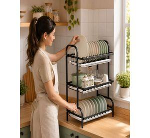 Escurridor de Platos de 3 Niveles Multifuncional para Cocina
