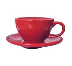 Taza Té 300 ml C/Platillo Color Rojo Set 6 pcs