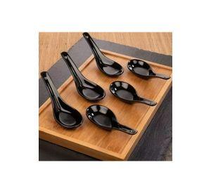 Pack cucharas cerámica porcelana negra ceviche negro