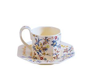 Taza Elegante Platillo Floral Decorativa Hogar Jhn
