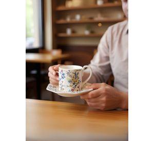 Taza Elegante Platillo Floral Decorativa Hogar Jhn