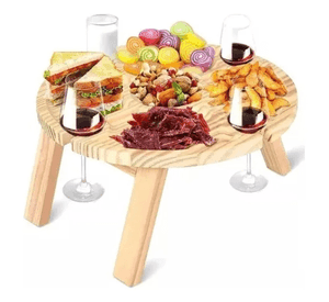 Mesa Tabla De Madera Picnic Plegable Comida Picoteo Viajes Lisa Marrón Claro