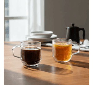 Set 6 Tazas De Vidrio Acanalado 245ml