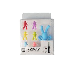 Set 6 Marcadores de Copas y 1 Corcho Silicona