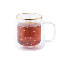 Adagio Teas Taza Doble Vidrio Estrellas Doradas