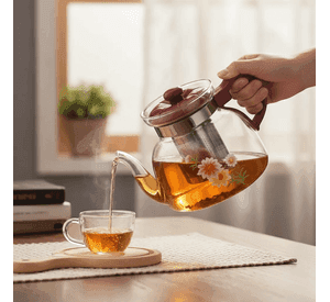 Tetera De Vidrio Con Infusor Floral 1100ml