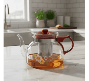 Tetera De Vidrio Con Infusor Floral 1100ml