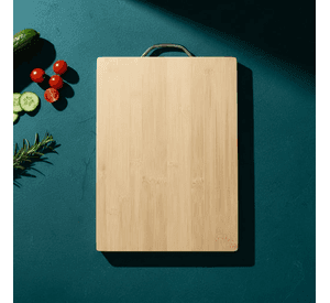 Tabla De Picar De Bambu 28x38 Cm Con Asa Metalica