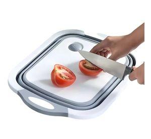 Tabla de cortar 3 en 1 de silicona plegable drenaje cocina