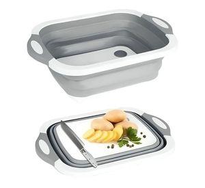 Tabla de cortar 3 en 1 de silicona plegable drenaje cocina