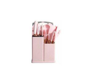 Set 19 Utensilios Cocina Silicona Acero Inoxidable Rosa