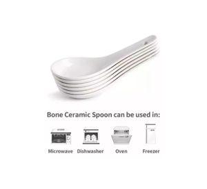 Pack cucharas ceramica ceviche aperitivo coctel blanco