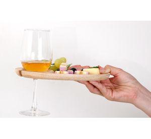 Plato Picoteo Tabla Madera Asado Aperitivos Soporte Copas