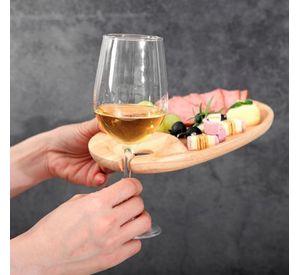 Plato Picoteo Tabla Madera Asado Aperitivos Soporte Copas