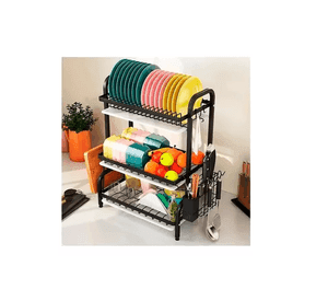 Secador Escurridor De Loza Platos 3 Niveles / Negro