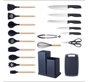 Set 19 Utensilios De Cocina De Acero Inoxidable Y Silicona