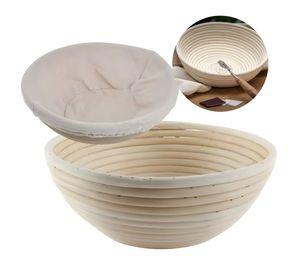 Banneton Circular 25x25 5x8 Cm Cesta Rattan Funda Lino