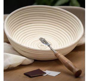 Banneton Circular 25x25 5x8 Cm Cesta Rattan Funda Lino